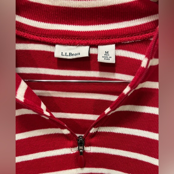 L.L. Bean Red and White Quarter-Zip Women’s Size M - Picture 4 of 7